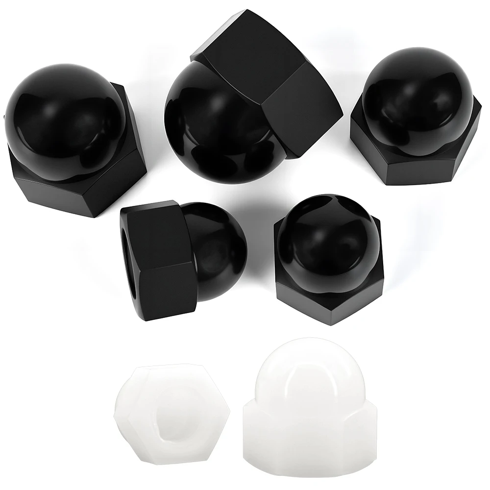 

5-10pcs Nylon Hex Cap Dome Nut M3 M4 M5 M6 M8 M10 M12 M14 M16 M18 M20 Black/white Plastic Hex Cover Nuts Nylon Acorn Hexagon Nut