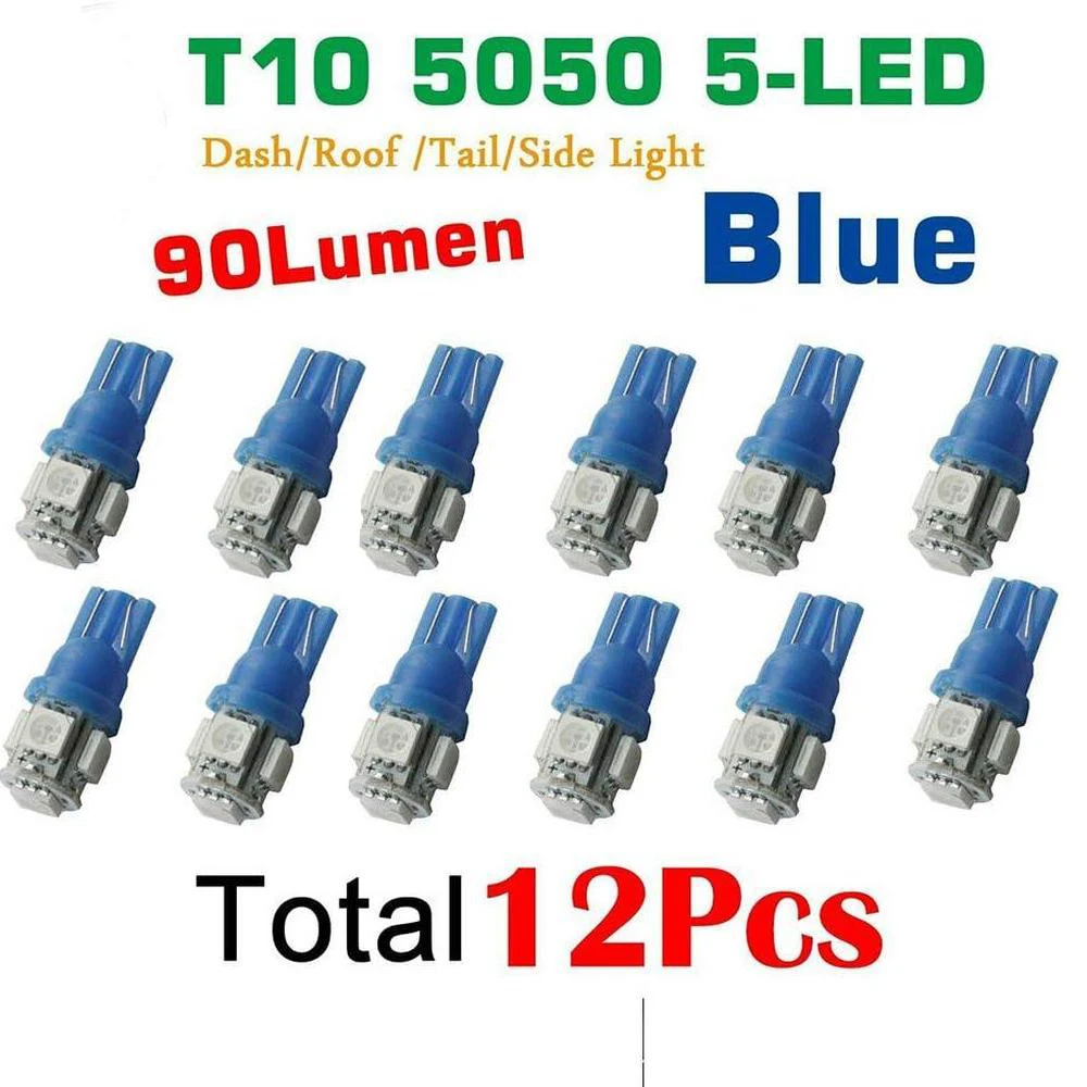 12V 12/10PCS Car T10-5050-5 SMD LED Width Lamp Led Light Bulbs Super Bright  Car Dome Reading Trunk Lights