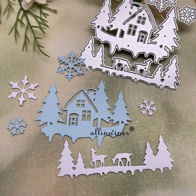 Winter snow scene Metal Cutting Dies Stencils Die Cut for DIY Scrapbooking Album Paper Card Embossing