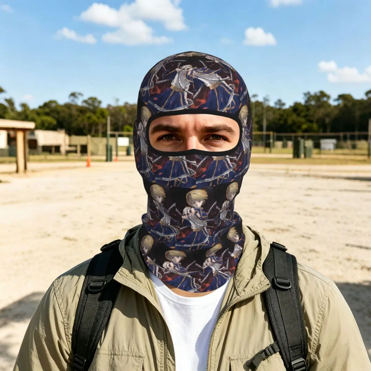 Anime HXH Hunter X Hunter Kurapika Balaclava Full Face Mask Sun Protection Neck Gaiter For Motorcycle Cycling Fishing Outdoor