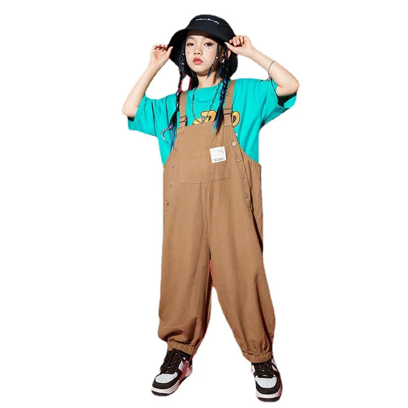 Hip Hop Hipster Outfit for Boys Handsome Hiphop Fashion bretelle per ragazze Summer Kids Runway Clothes