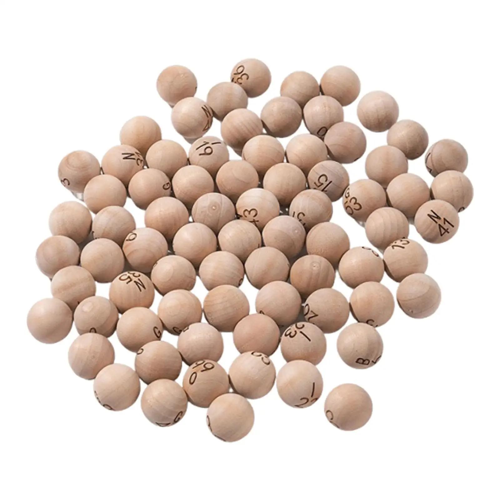 

75 Pieces, Wooden Bingo Game Balls Practical, Durability, Portable Professinal, Easy Read Lightweight 7/8 inch for Large group