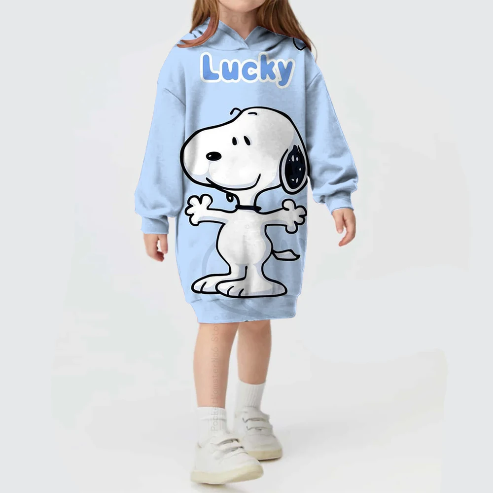 Girls Disney print cartoon cute hoodie 2024 new autumn and winter hot sale Snoopy comfortable pullover hooded skirt