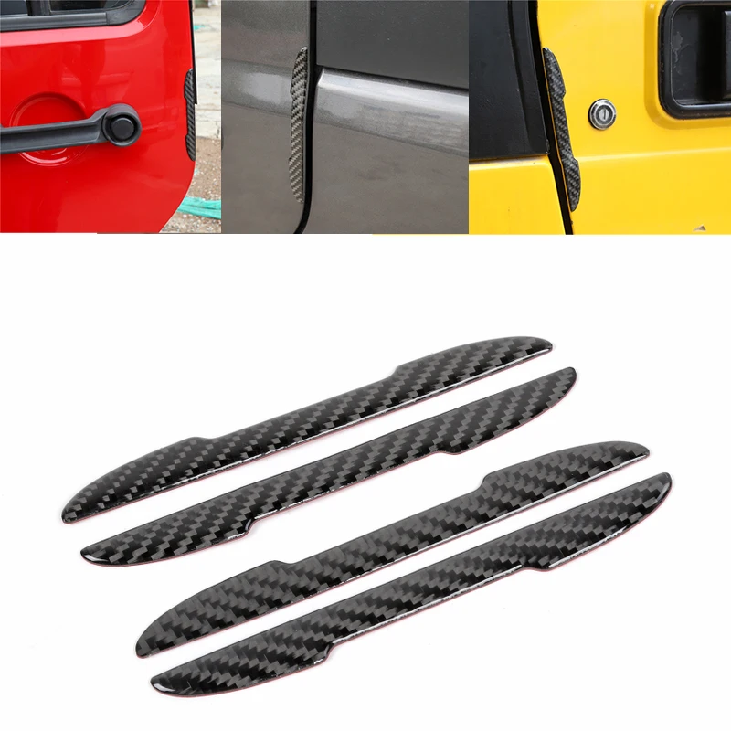 4pcs Car Door Protective Sticker Strip Carbon Fiber Look Anti-Collision Protector Car Door Edg Scratch-resistant Stickers