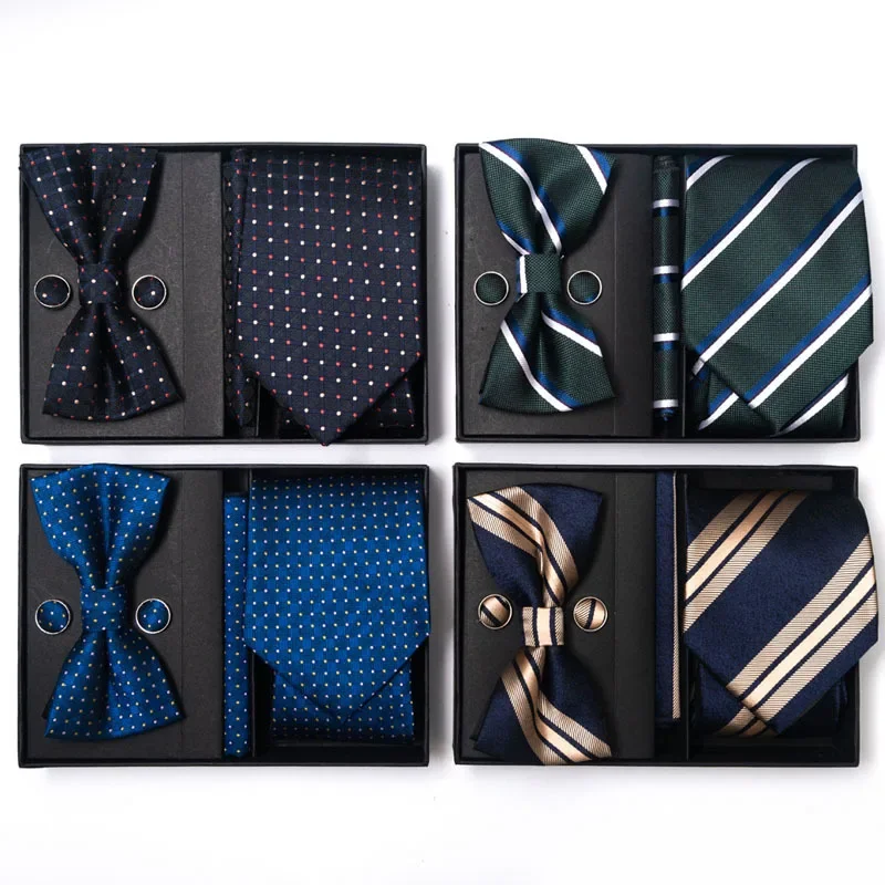 Men's business formal evening party tie gift box Fashion tie square scarf combination suit tie bow tie suit