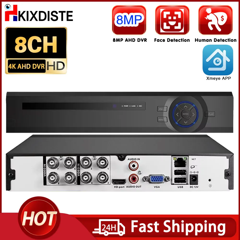 

8 Channle 4K CCTV DVR Hybrid 8MP 6 IN 1 AHD CVI TVI CVBS Security DVR NVR Recorder 8CH XMEYE Video Surveillance Recorder H.265