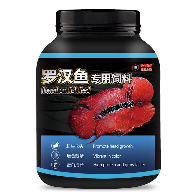 DEERA Flowerhorn Food for Head & Color Growth, High Protein Pellets to Promote Kok Development and Vibrant Colors