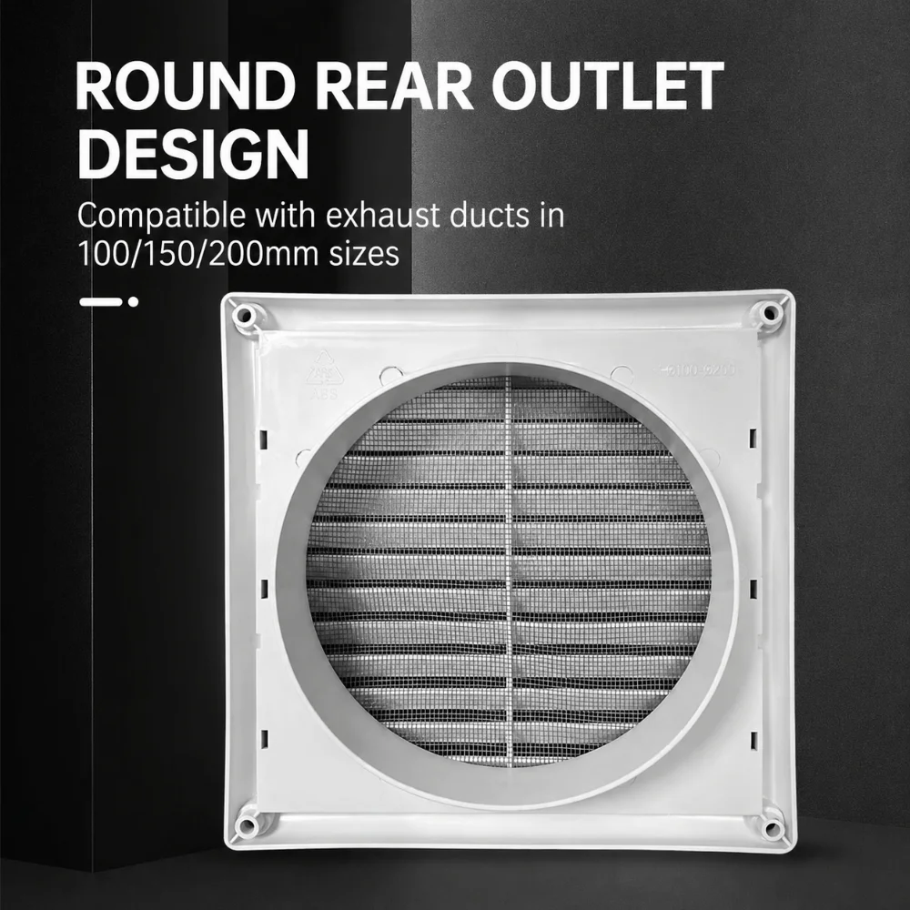 Easy Install Plastic Air Vent Square White Pipe Vent With Mesh Screen Wall Vent