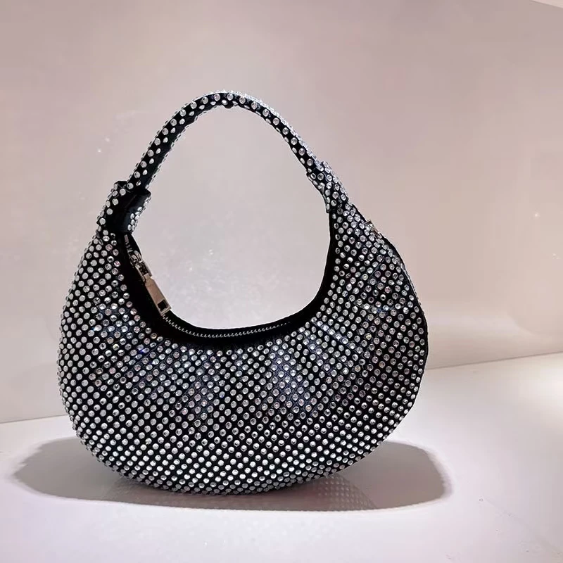 

2025 Big Oversized Hobo Handbag Crystal Rhinestone Handbag Purse Women Bridal Bag