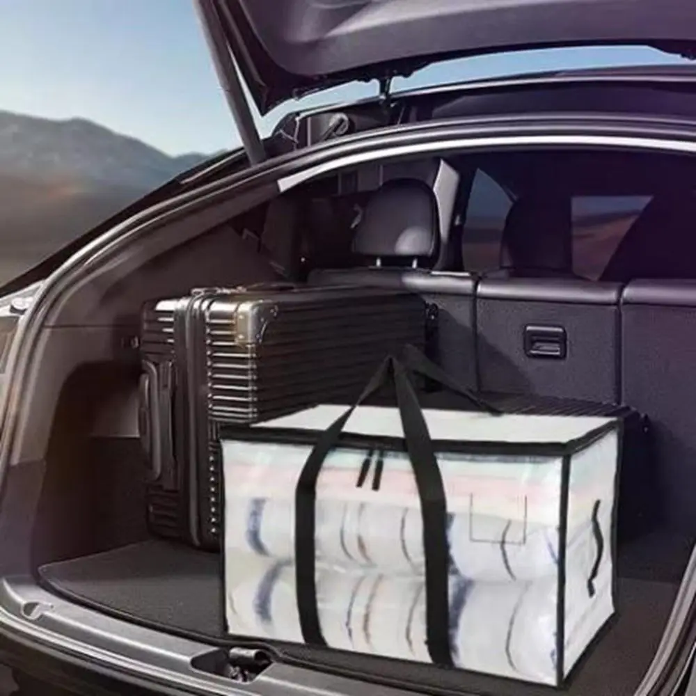 2Pcs Double Zipper Transparent Storage Bag Large Capacity Dustproof Moving Luggage Bags Reusable Waterproof