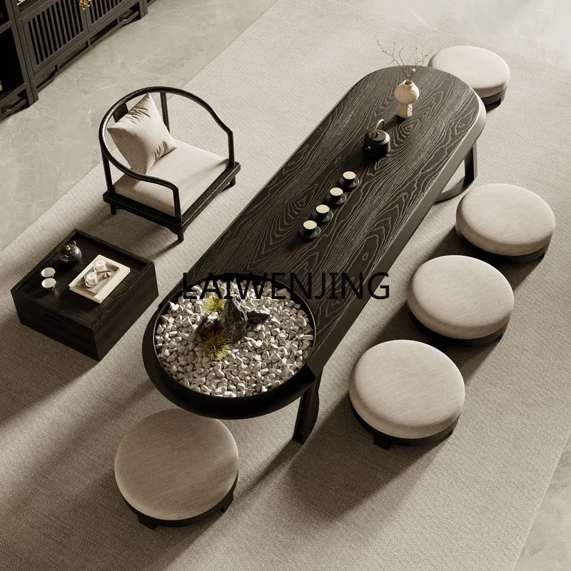 

MJY black wabi-sabi wind tatami zen Japanese low table balcony tea table