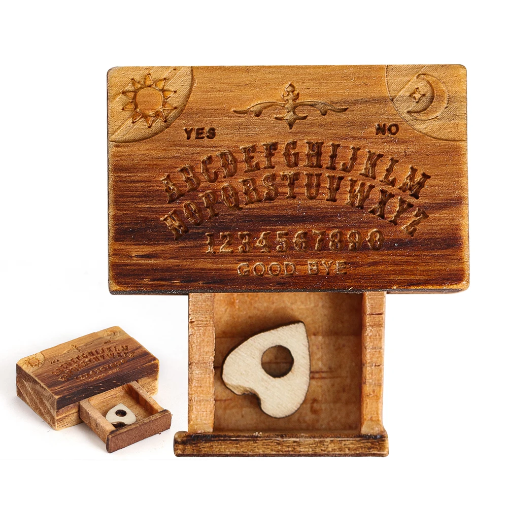 

Handmade Mini Divination Board Retro Talking Spirit Board with Drawer Wooden Crafts Used in Wicca Boards Altar Supplies