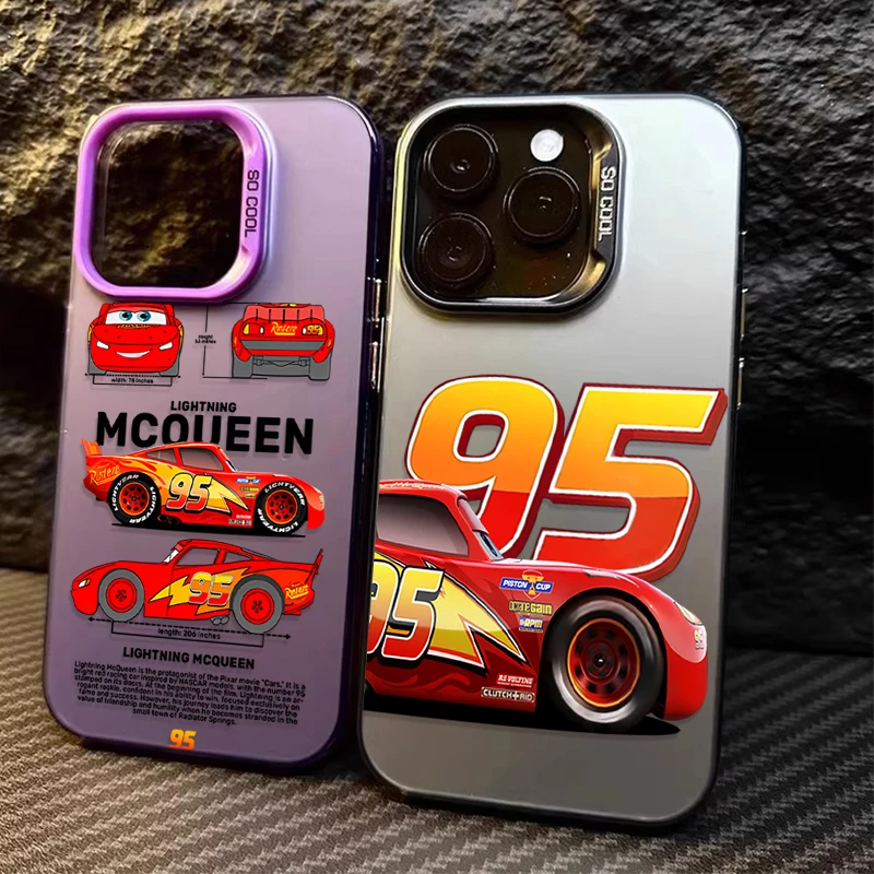 Cool Lightning McQueen Cars Plating Phone Case for iPhone 17 16 15 14 13 12 11 Pro Max Plus 17 Air 16E X XR XS Max Back Cover