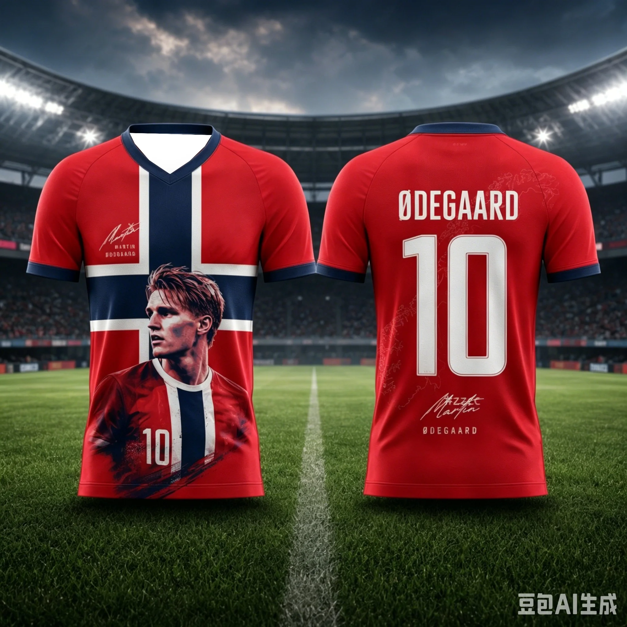 Martin Odegaard No.10 Inspired Football Fan T Shirt, Norway Flag Portrait 3D Print Tee, Soccer Casual Top ForFamily Matching