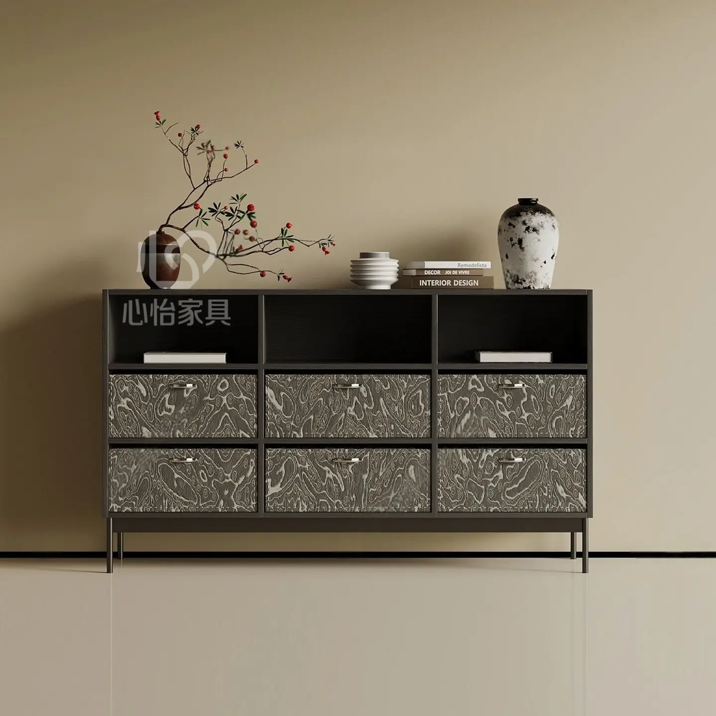 YFY New Chinese-style solid wood dining side , living room household small apartment, drawer ,entrance cabinet, against the wall