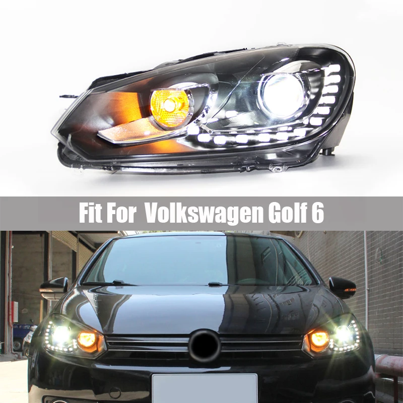 Headlamp Assembly Suitable for Volkswagen Golf 6 Refitted GTI/R20 Tearful Eye Daytime Running Lamp LED Laser Headlamp