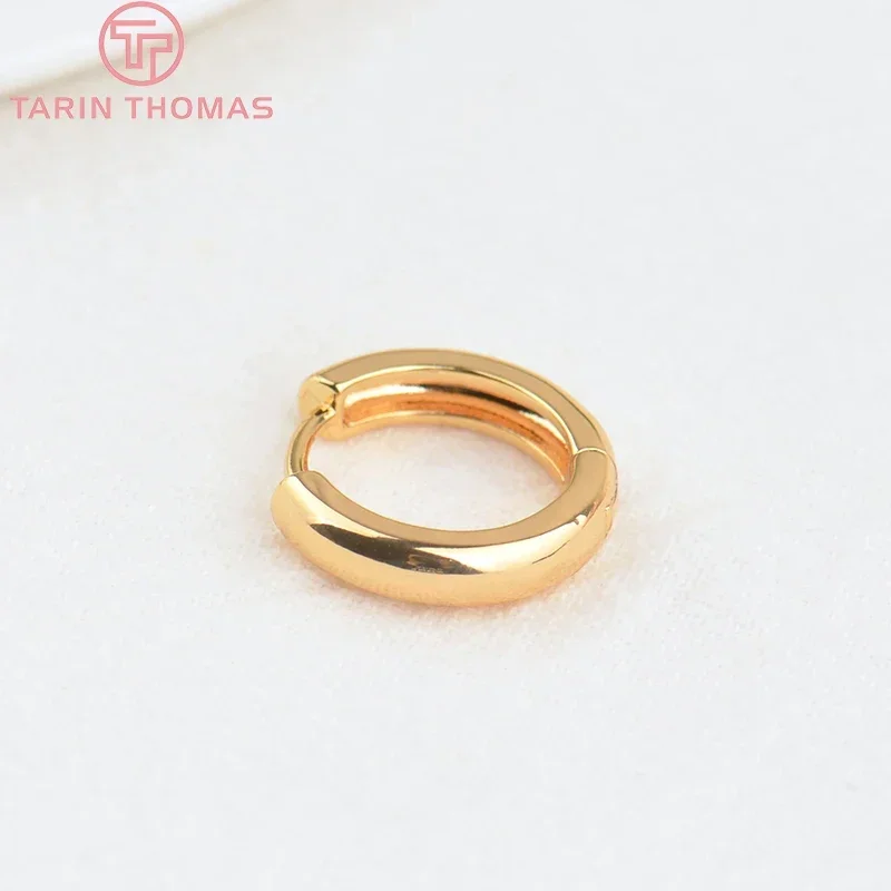 (342) 6PCS 16MM Width 3.5MM 24K Gold Color Brass Round Earring Hoop Earring Clasp High Quality DIY Jewelry Making Findings