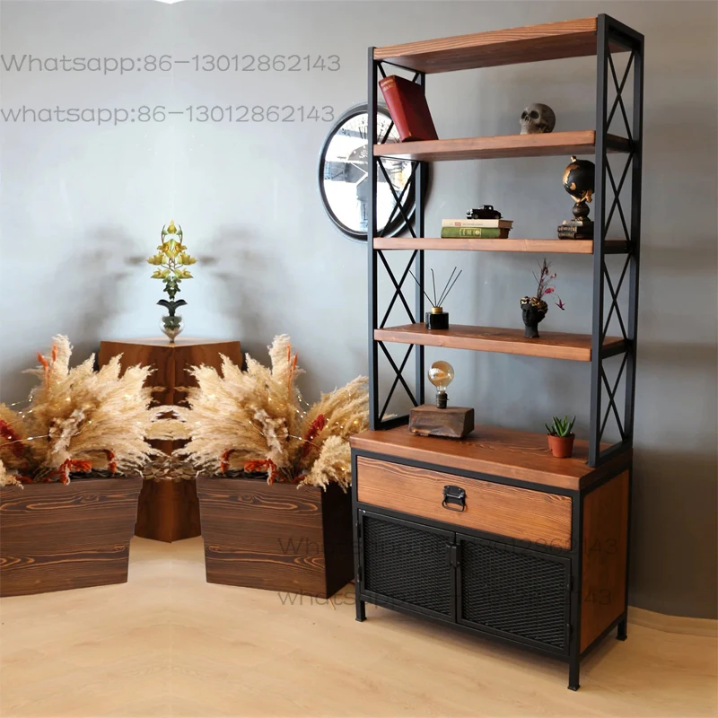 American solid wood bookshelf modern simple children's study combination living room display cabinet storage