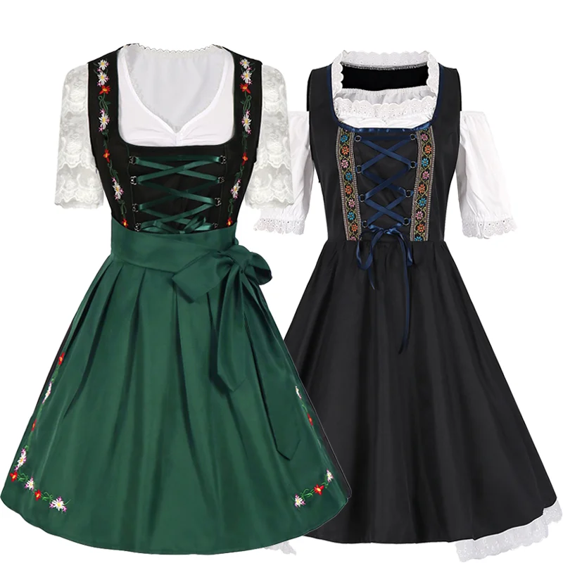 German Oktoberfest Dirndl Maid Dress Bavarian Traditional Beer Girl Outfits Performance Halloween Carnival Cosplay Costume