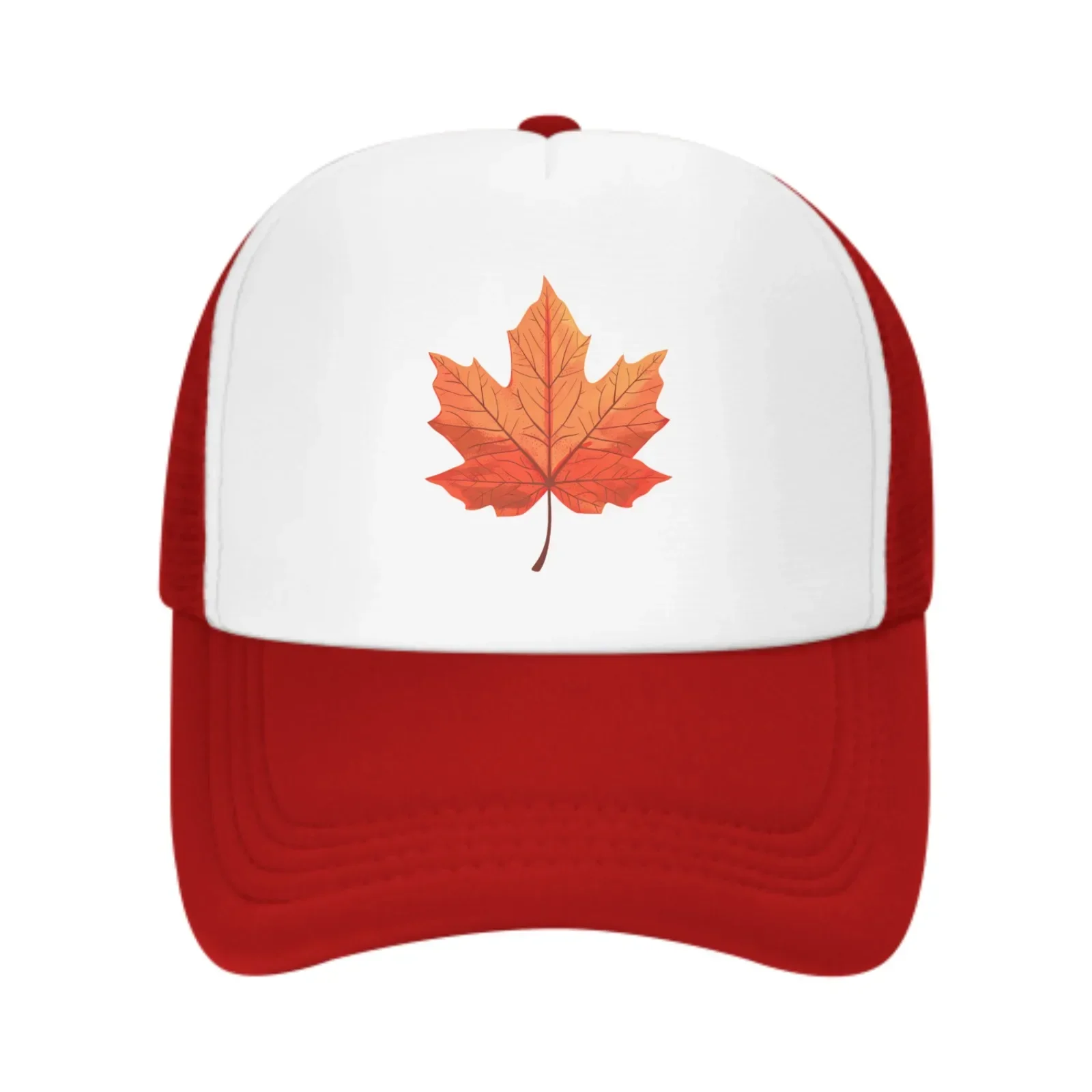 New Autumn Red Maple Leaves Summer Leisure Sports Daily Sun Hat Fishing Outdoor Men's and Women's Truck Caps Fashion