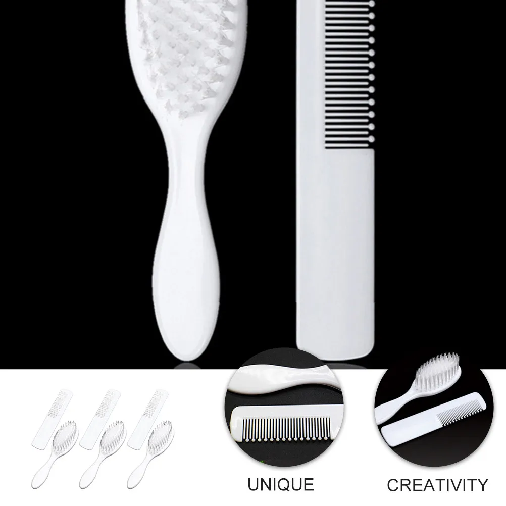 3Sets Newborn Baby Comb Brush Set Plastic Hair Care Kit Detangle Scalp Massager Toddler Hair Grooming Infant Hairbrush
