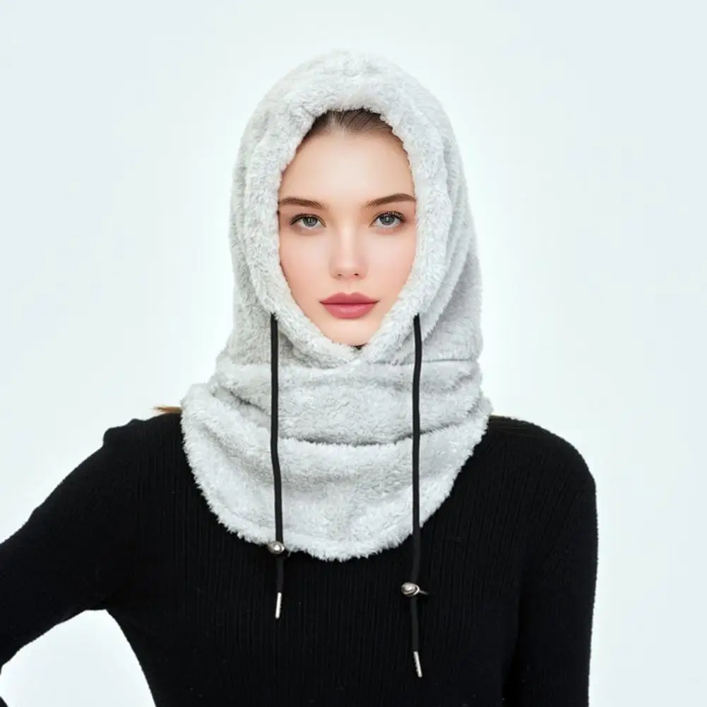 Breathable Ski Headgear Winter Ski Headgear with Adjustable Drawstring Thickened Plush Warm Hat 3-in-1 Face Guard for Weather