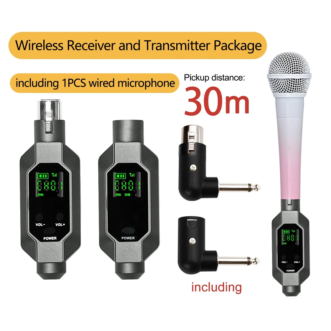 

Wireless Microphone Converter XLR Wireless Transmitter and Receiver for Microphone with 1 Dynamic Microphone Karaoke Mic