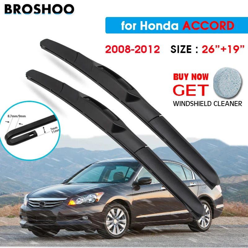 

Car Wiper Blade For Honda Accord 2008 2009 2010 2011 2012 26"+19" Auto Windscreen Windshield Wipers Blades Window accessories