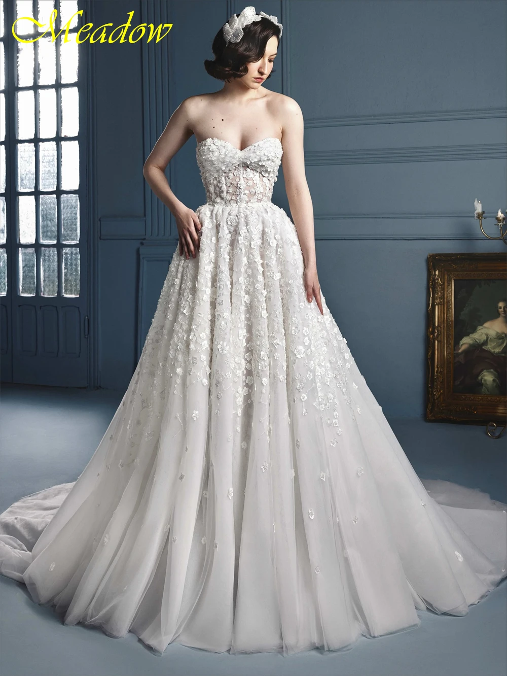 Personalizado encantador branco organza vestido de casamento sexy querida sem mangas vestidos de noiva macio a linha tribunal trem novia