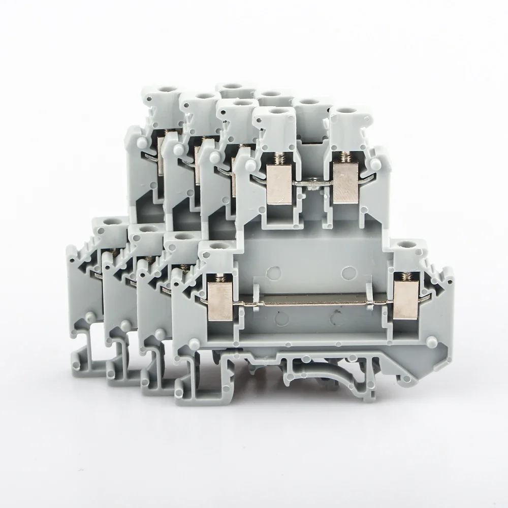 Din Rail Terminal Block UKK-3 Din Rail Mount Screw Connection Electrical Double Levels Wire Conductor 10pcs Distribution Block