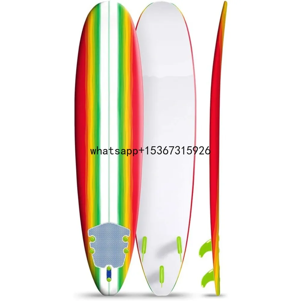 Surfboard Longboard Soft Foam Construction Classic Surfboard, Strong EPS Core with 3 Stringer System Surf Board