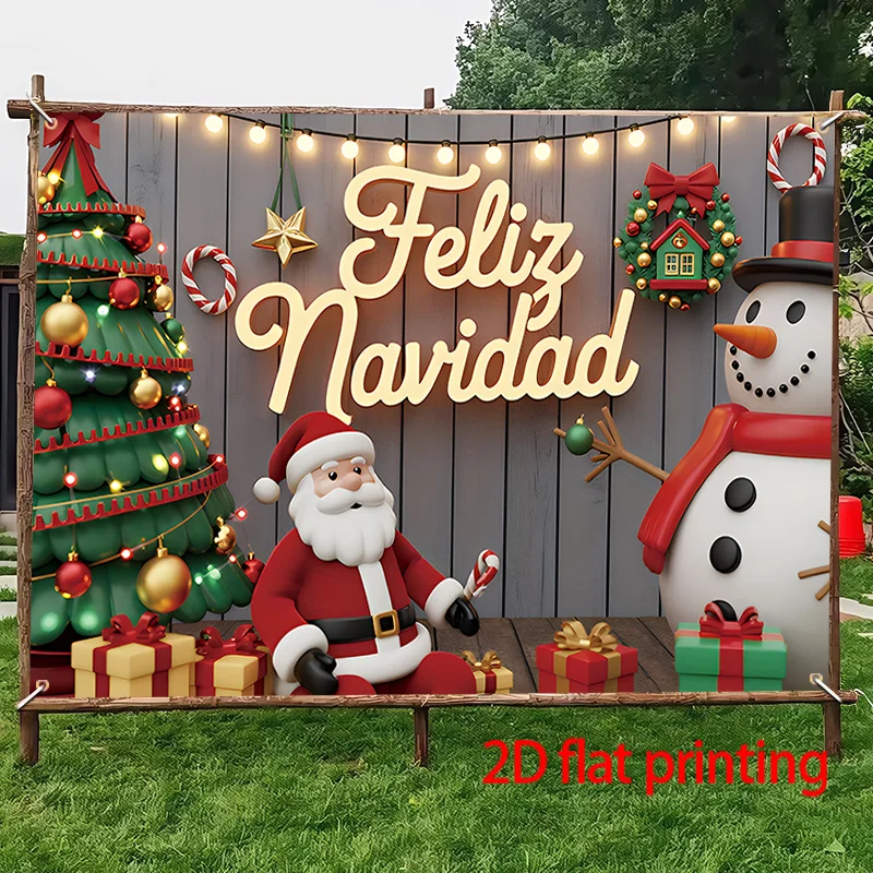2D Flat, 1 Large Multi-Holiday Party Banner, Suitable for Outdoor/Indoor Decoration – Christmas, New Year, Birthday Themes, Feat