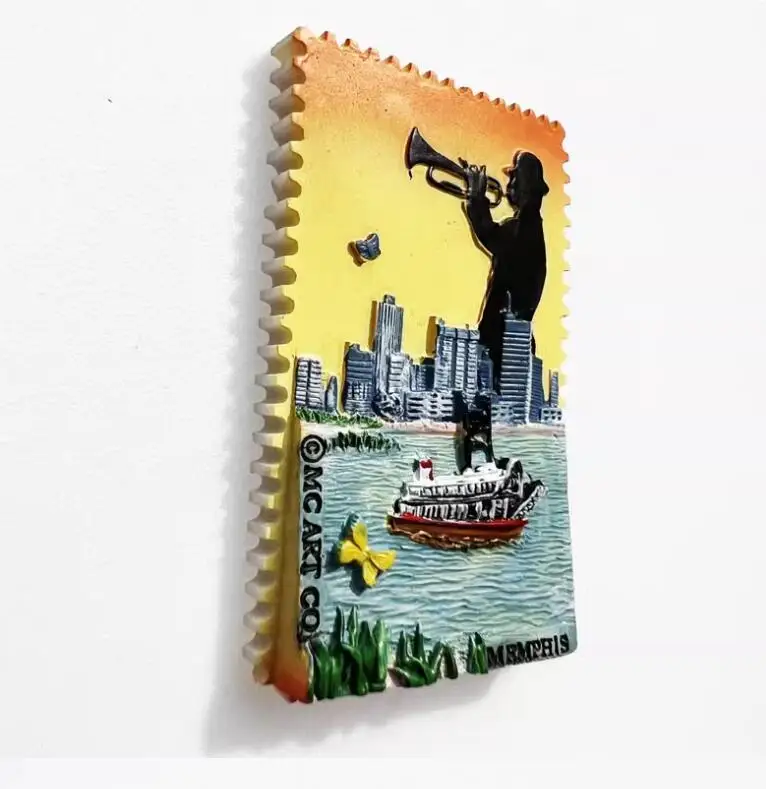 American travel memorial decorative crafts Memphis Travelling Souvenirs Fridge Magnets Creative Home Decoration Resin Fridge Mag