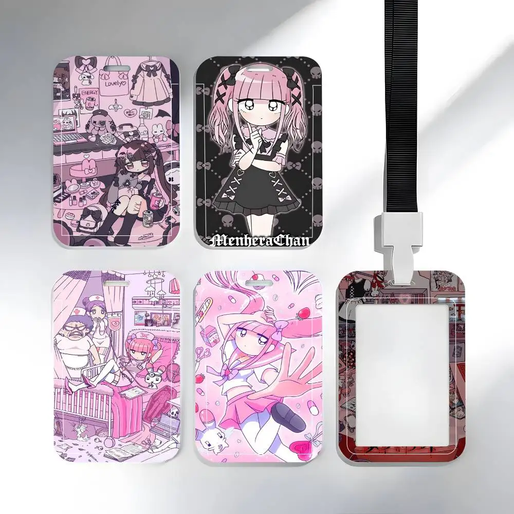 

1 шт. Защитный чехол для ID-карты с мультяшным персонажем Менхера-чан, для школьных, проездных и обеденных карт, с функцией легкого выталкивания