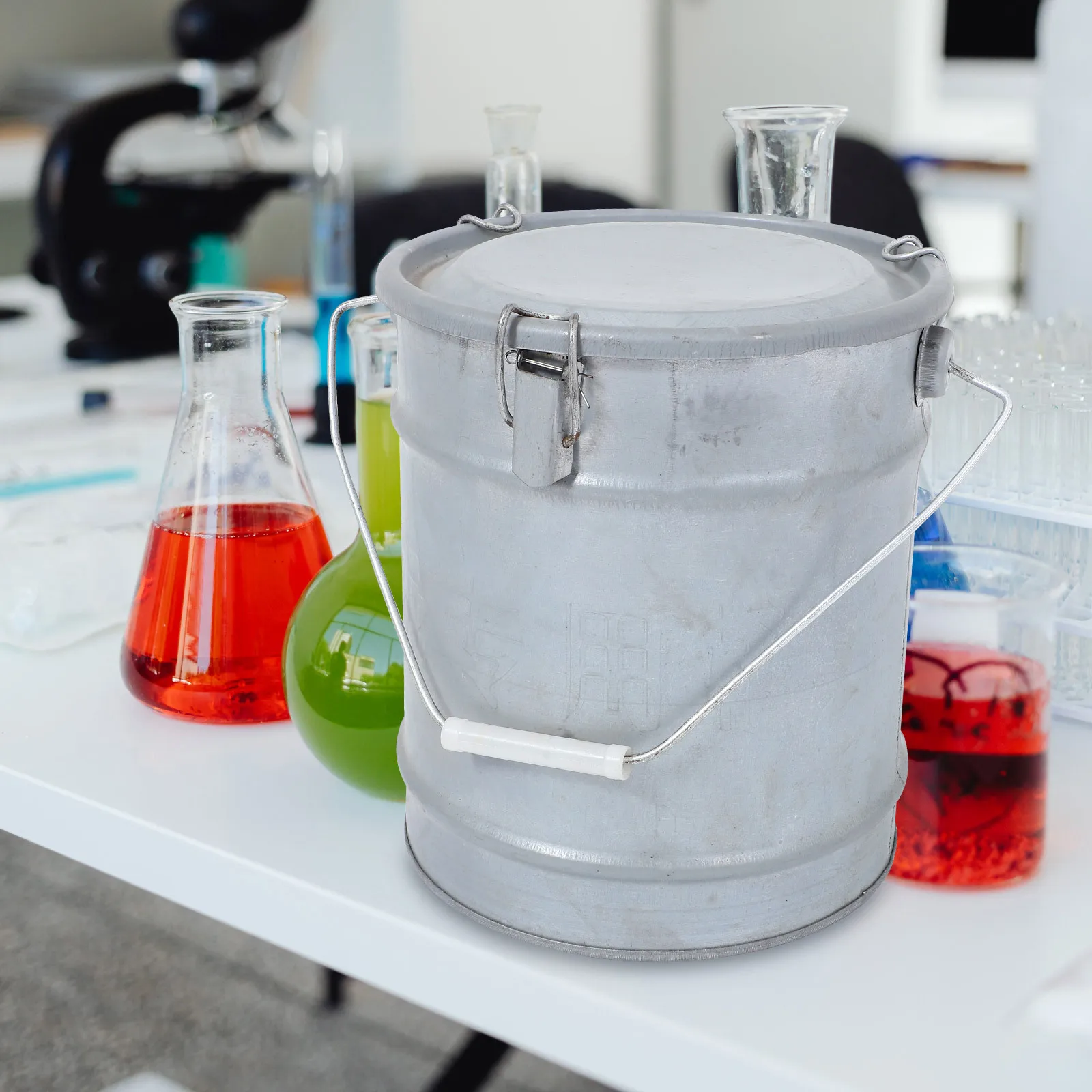 

Metal Sample Bucket Large Capacity Round Container for Soil Cement Samples Laboratory Grade Sealed Storage Box for Sample