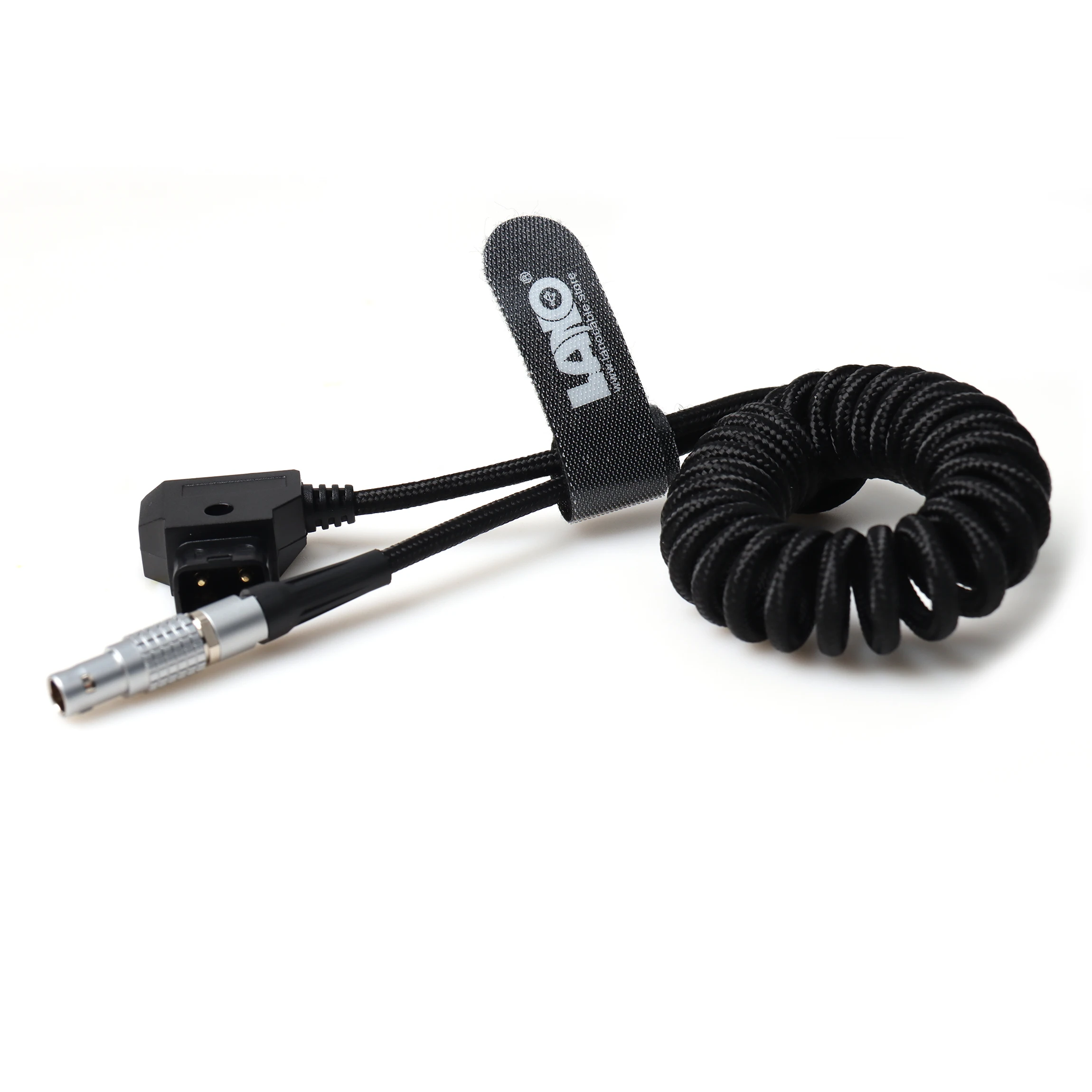 D-Tap to 2-Pin FGG 0B Male black Power Cable Coiled Cable Nylon Braided Right-Angle D-Tap for Blackmagic Pyxis 6K, SmallHD