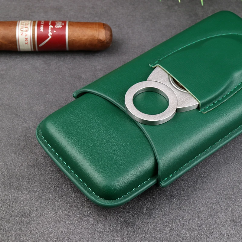 NEW 3 Slots Cigar Case Set Portable Humidor Box W/ Stainless Steel Cigar Cutter Travel Smoking Cigarette Storage Accessories