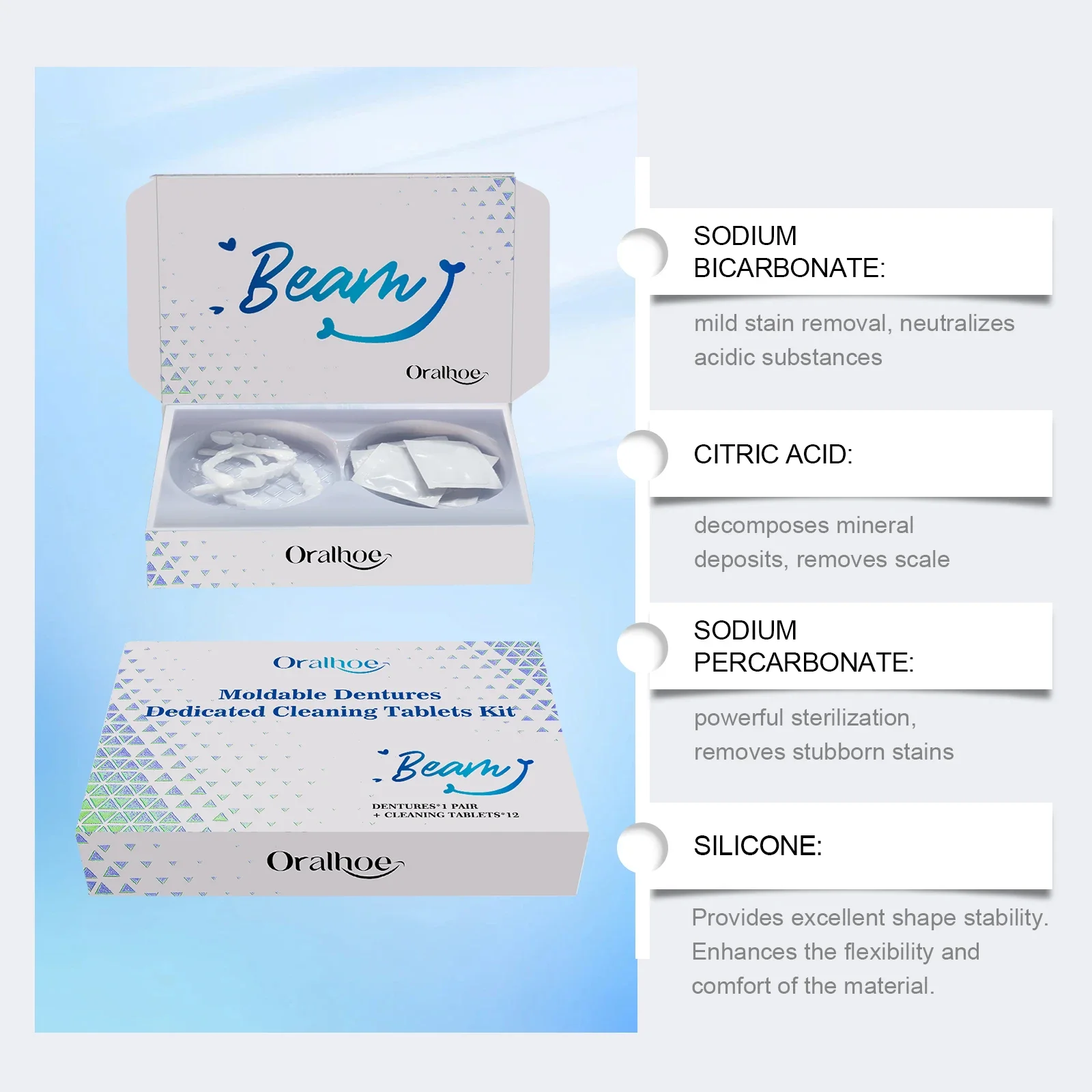 Silicone Denture Set: Comfortable Material, Enhances Smile Aesthetics, Temporary Denture Care