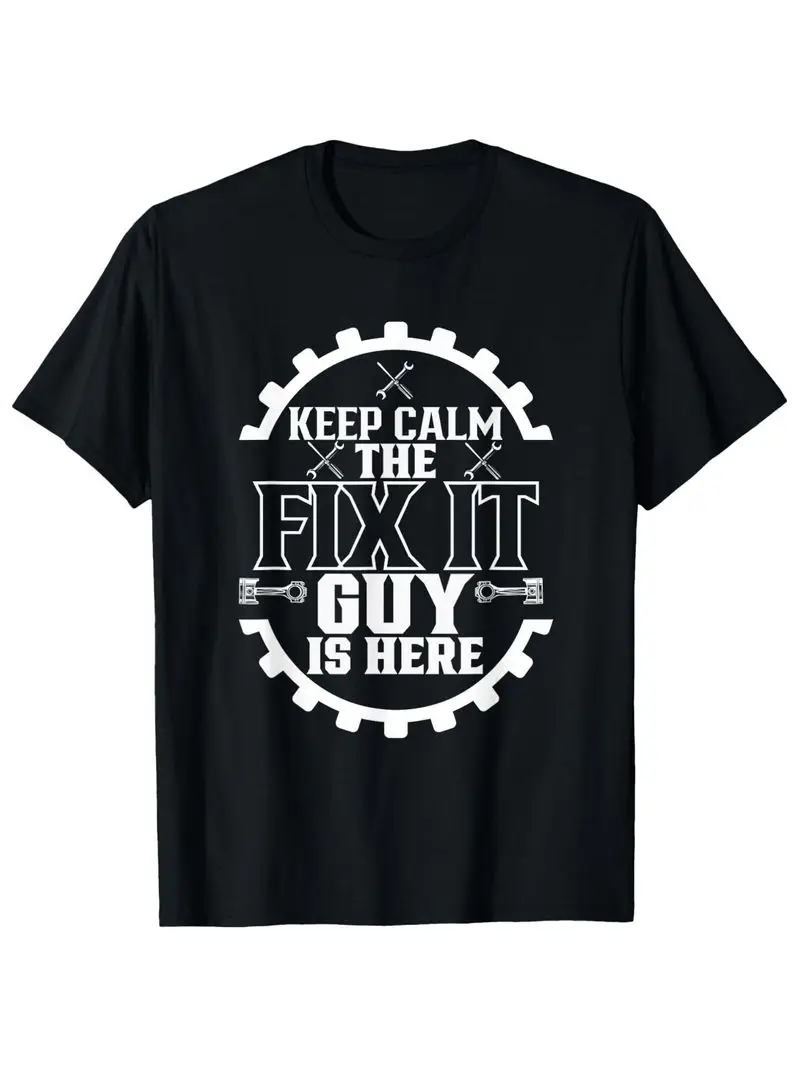 Humorous Handyman T-Shirt For Men Stay Relaxed The Repair Expert Has Arrived Short Sleeve Tee, Birthday Gift, All Season 220G