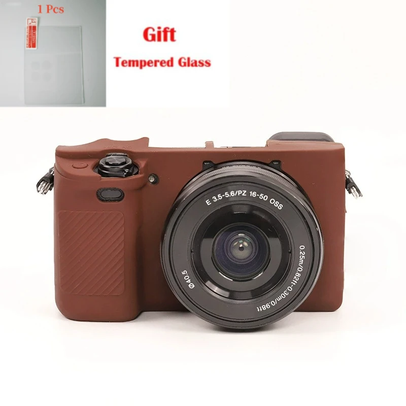 For Sony A6100 A6300 A6400  camera soft bag protective sleeve photography bag ，silicone protective case + free tempered film