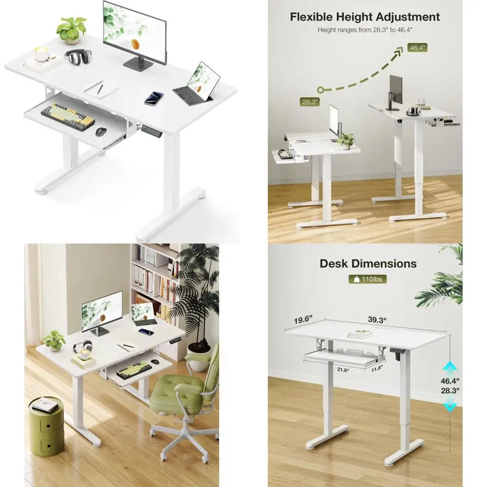 

Height Adjustable Electric Standing Desk with Keyboard Tray, 40 Inch, Compact Sit-Stand Desk for Writing and Computing