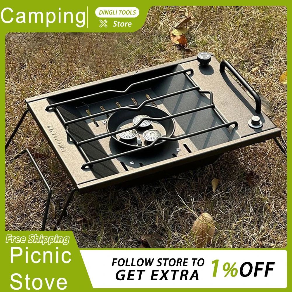 Camping Gas Stove Flat Burner IGT Furance Stainless Steel Windproof 8000w High Power Unit Stove Kitchen Outdoor Tool Custom Gift