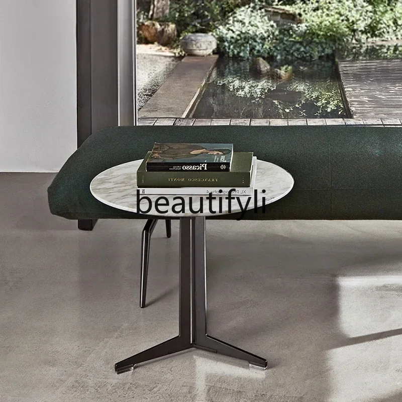 

A16 Italian minimalist marble coffee table black walnut tea table light luxury design tea table