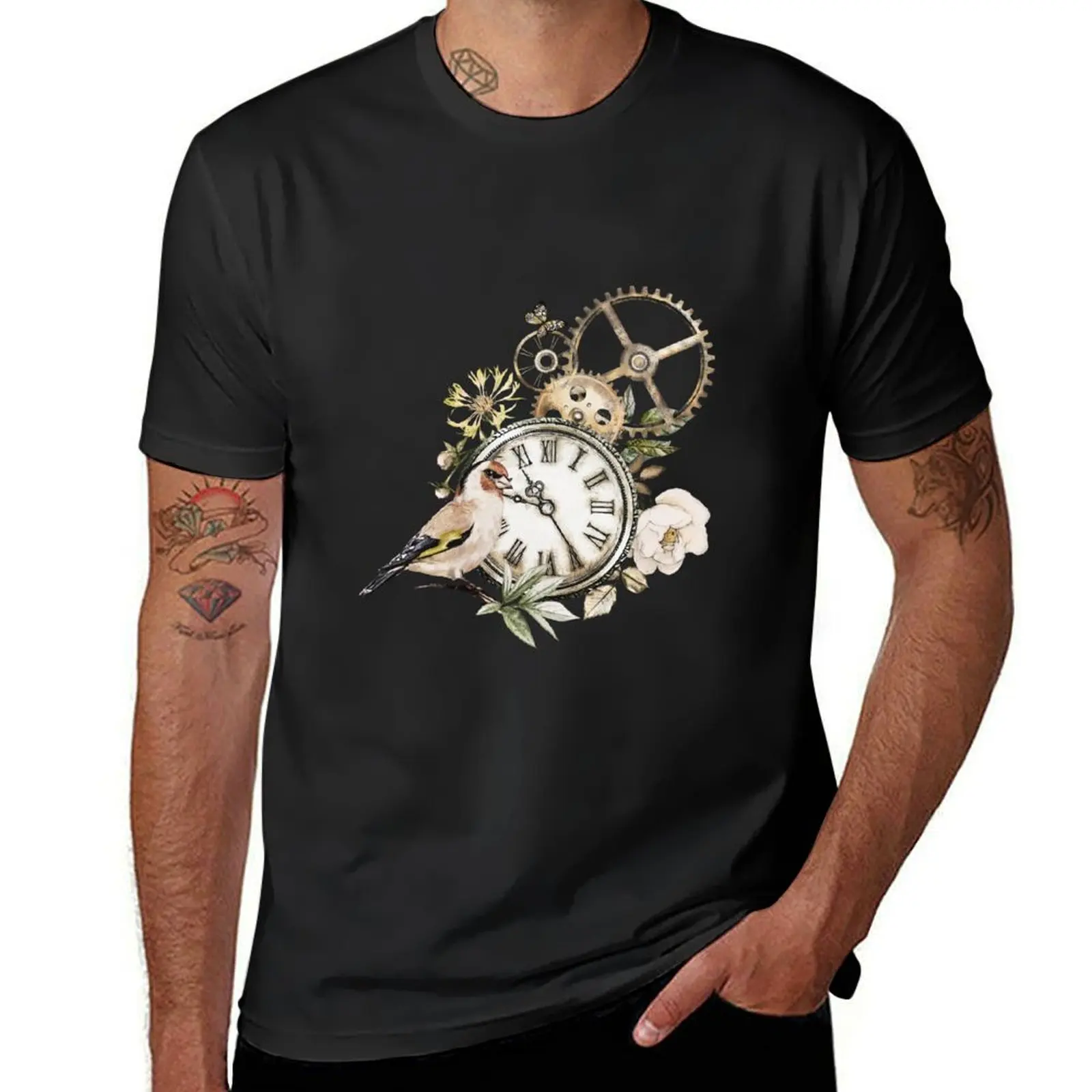 Steampunk Bird T-Shirt blanks blacks plus size tops plus sizes mens cotton t shirts