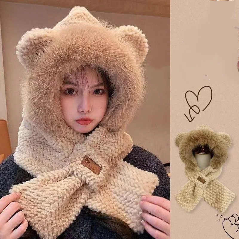 Pasamontañas para clima frío extremo, diseño de oso, cubierta para todo el rostro, bufanda integrada, guantes para mujer, motociclismo, actividades al aire libre