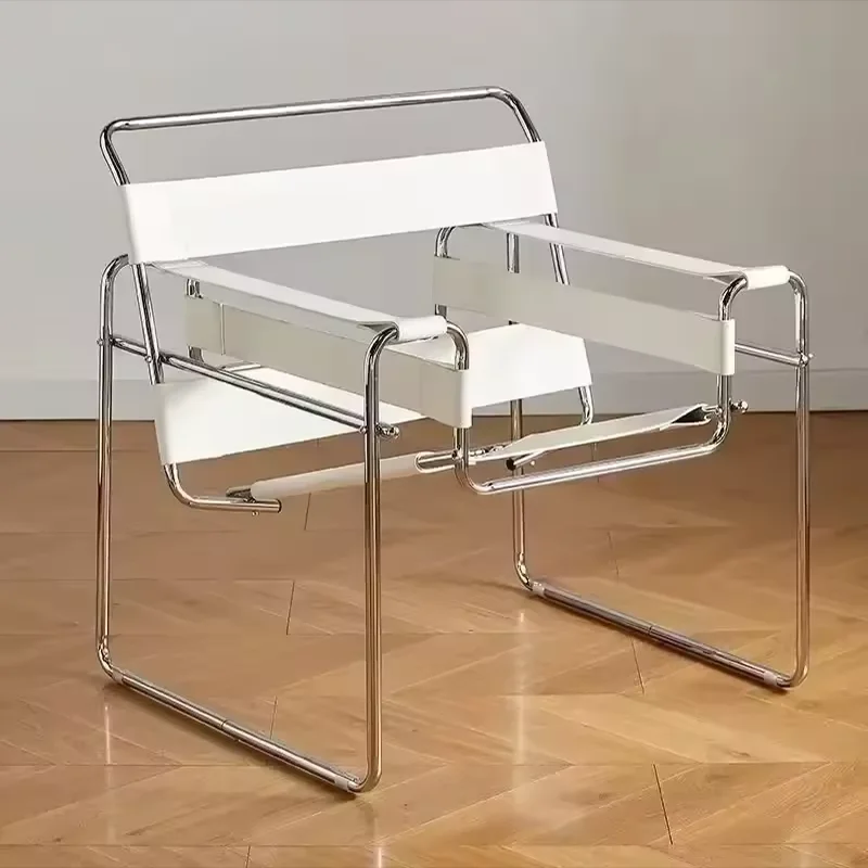 

Classic Bauhaus Designer Stainless Steel Single Sofa Chair Mid-Century Gentleman's Armchair Outdoor Balcony Leisure Recliner