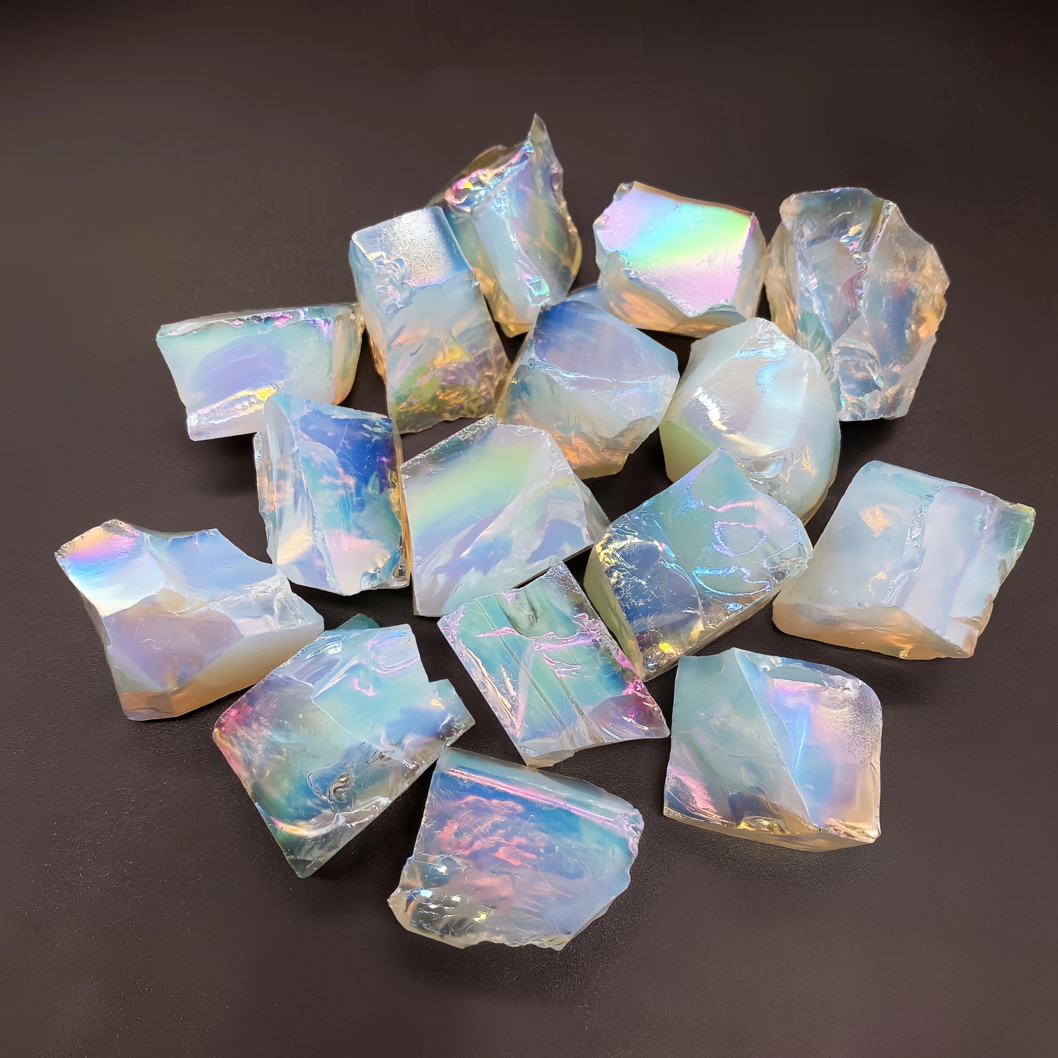 1PC Aura Opalite Crystal Electroplated Glitter Raw Stone Mineral Specimen Home Decoration Reiki Healing Gift