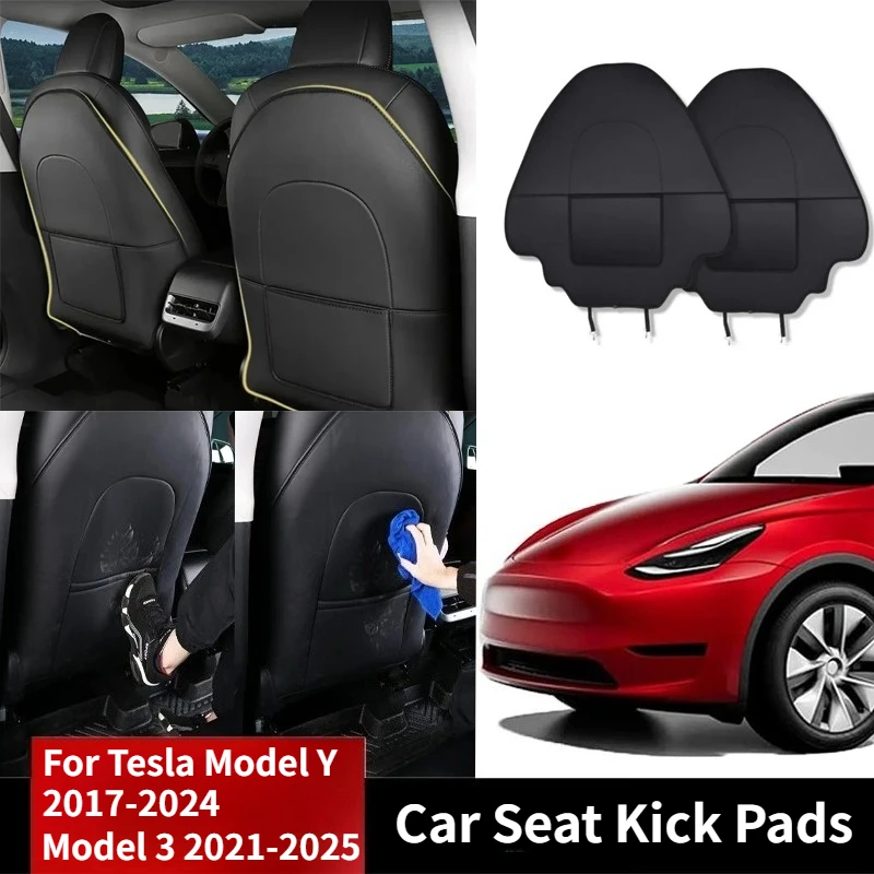 

Car Seat Kick Pads for Tesla Model Y 2017-2024 Model 3 2021-2025 Child Rear Seat Kick Pads Car Interior Modification Accessories