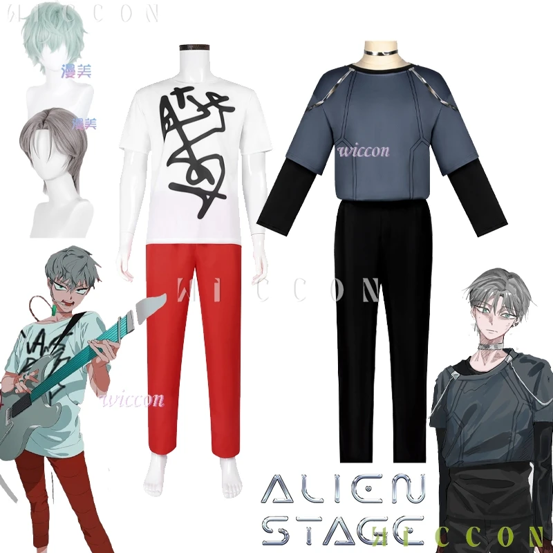

ALIEN STAGE Till Cosplay R6 Outfit Costume Wig Same Style Prop Cure Grey Performance Halloween Stage Party Clothes White Shirt