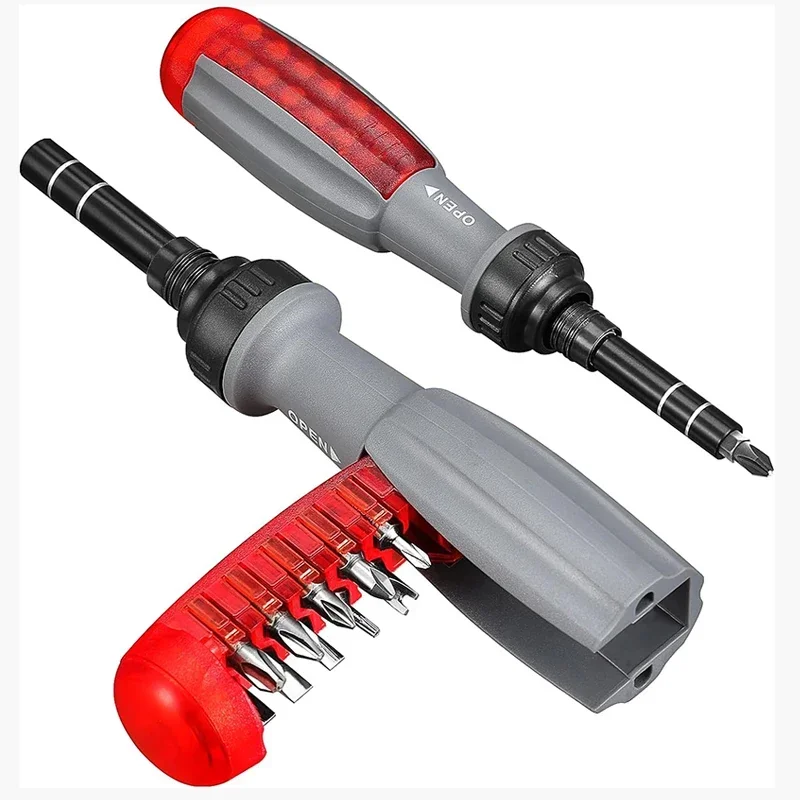 11 in 1 Ratchet Screwdriver Set Telescopic Screwdriver Two-way ABS Handle Adjustment Forward Reverse Multifunctional Bits Driver